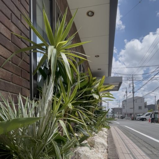 神奈川県厚木市 事務所屋外花壇 琉球石灰岩 砂利 リゾート 植栽